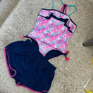 GIRLS Limited too one piece swimsuit with shorts size 14-16